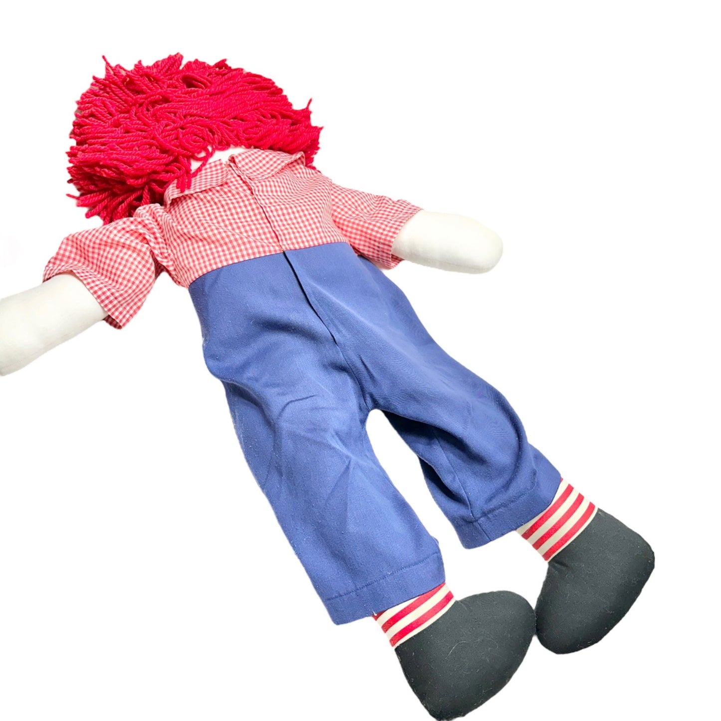 Handmade 1960s Raggedy Ann Andy Dolls Red Yarn Hair Cloth Bodies Classic 34x19