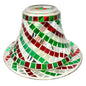 Yankee Candle Christmas Red Green Mosaic Mirror Tile Candle Plate Shade Set
