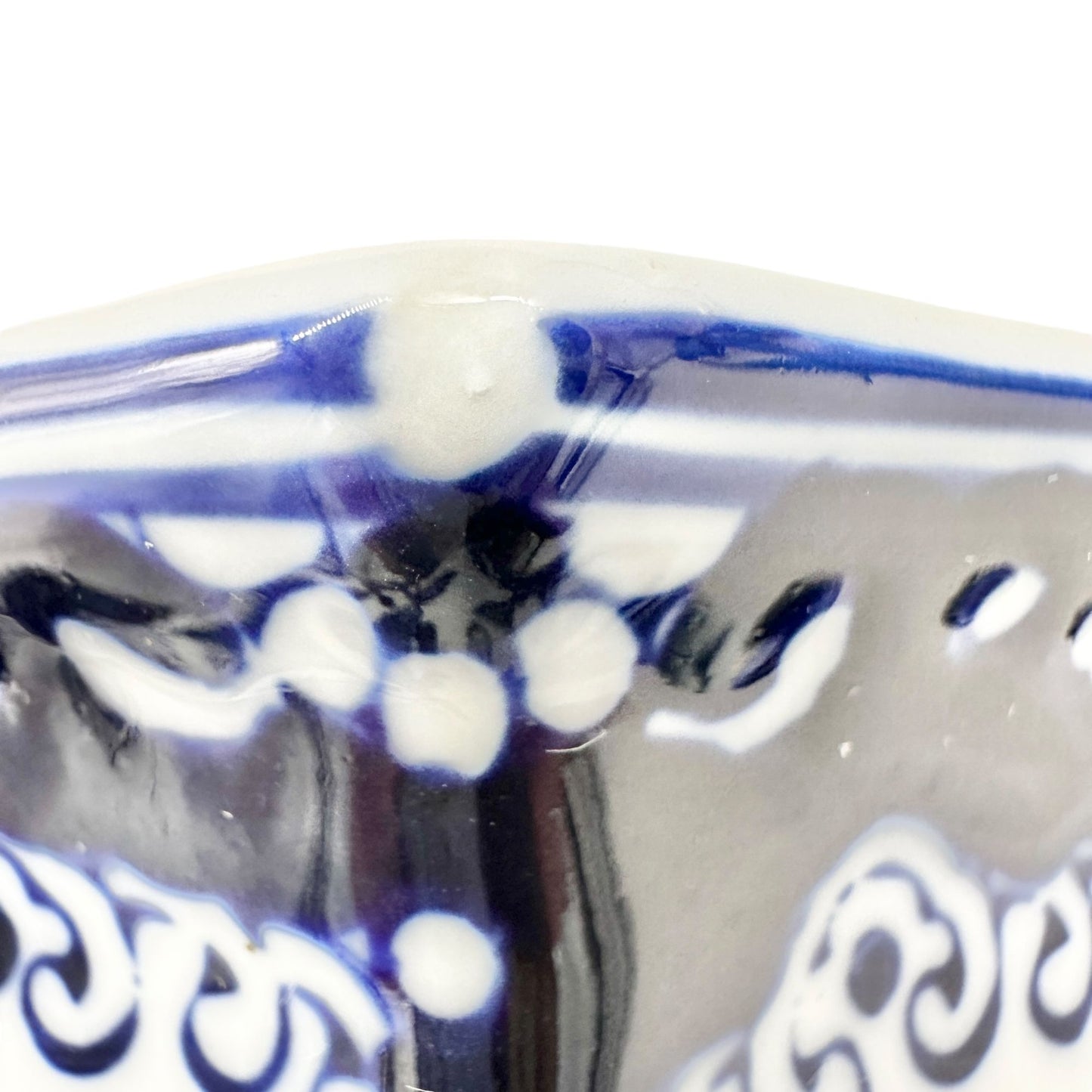 Vintage Inspired Hexagonal Ceramic Teapot With Lid Blue White Floral Design