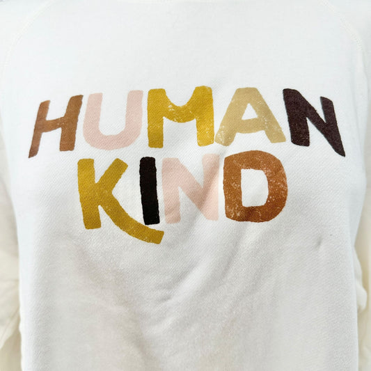 Old Navy Maternity Sweatshirt Womens XXL Long-Sleeve Human Kind Graphic Cream