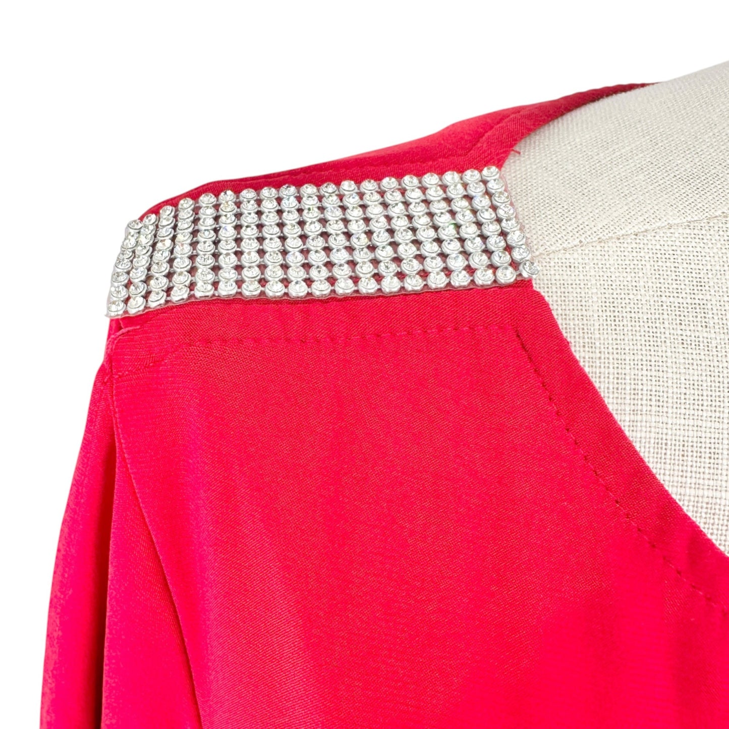 db Established 1962 Layered Blouse Size 2X Red Rhinestone Shoulder Open Sleeve
