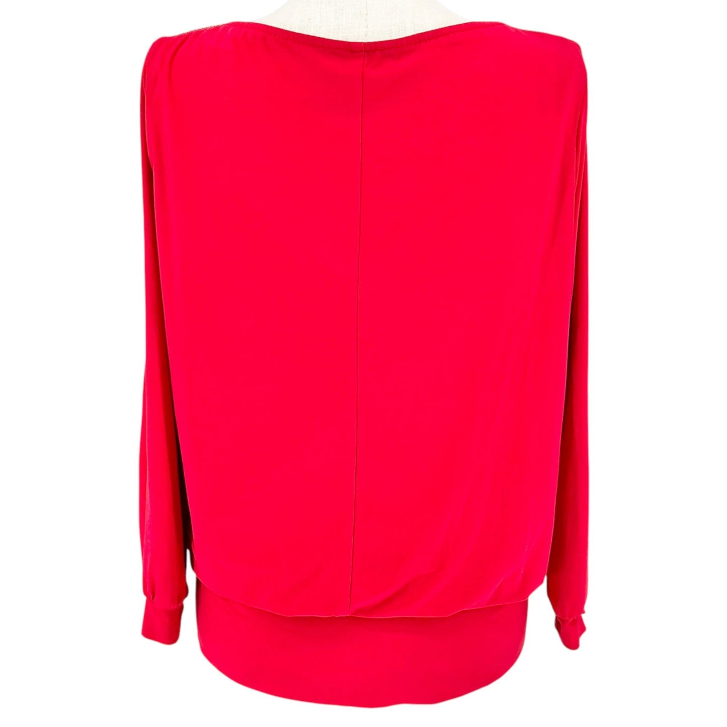 db Established 1962 Layered Blouse Size 2X Red Rhinestone Shoulder Open Sleeve