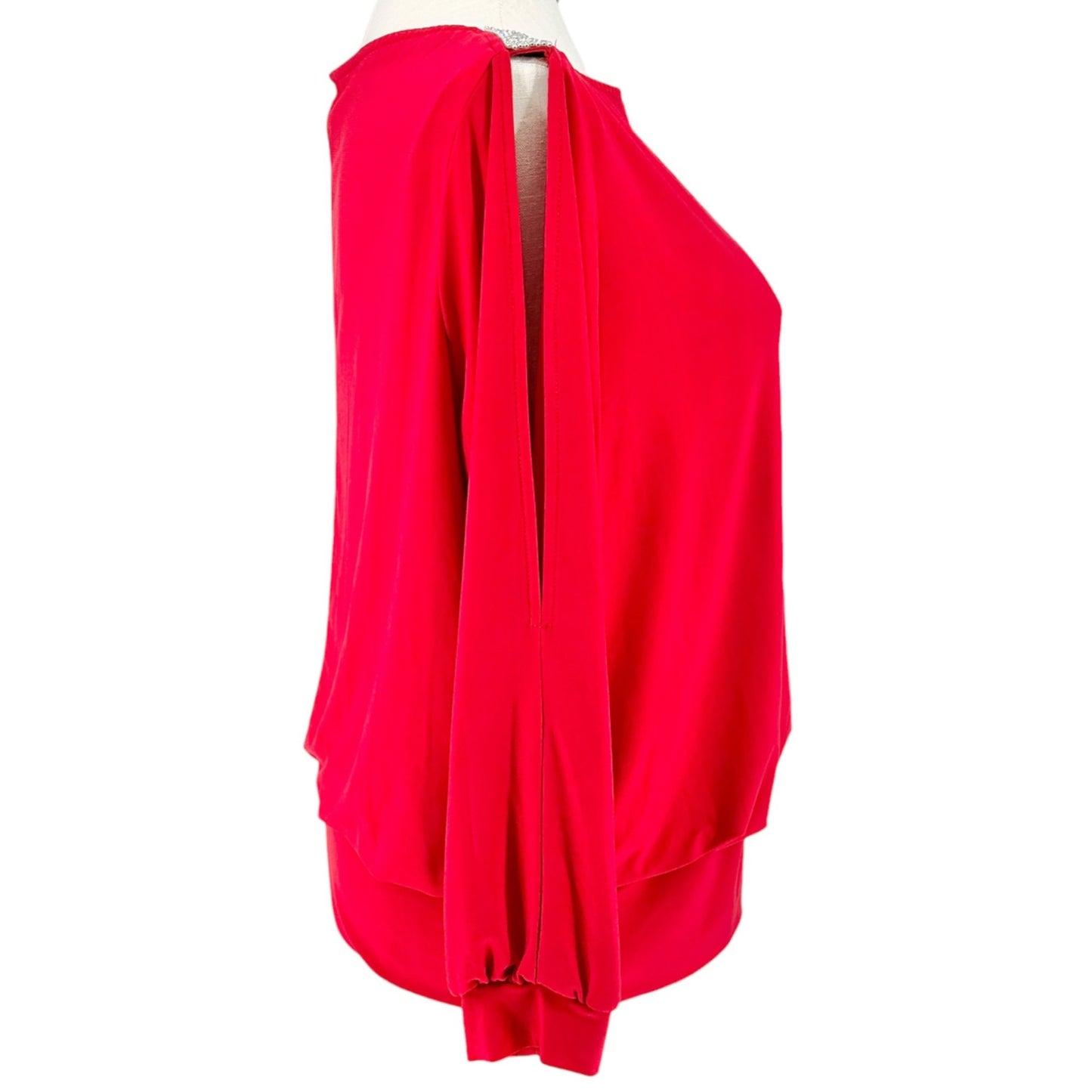 db Established 1962 Layered Blouse Size 2X Red Rhinestone Shoulder Open Sleeve