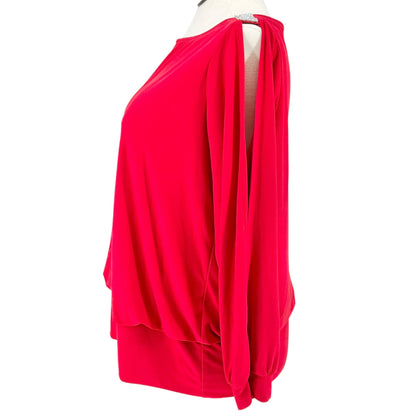 db Established 1962 Layered Blouse Size 2X Red Rhinestone Shoulder Open Sleeve