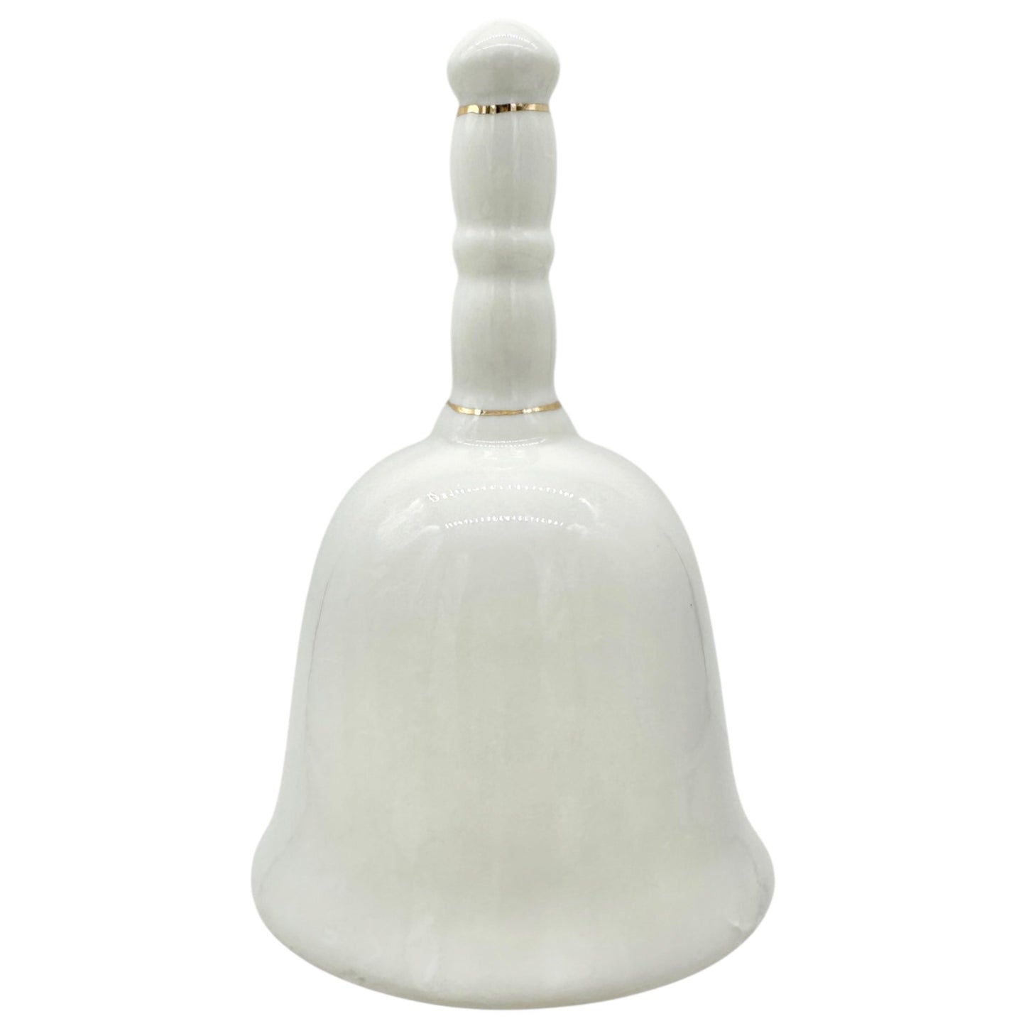 Porcelain Bell in White With Praying Hands Floral Design Gold Accents 4"H Taiwan
