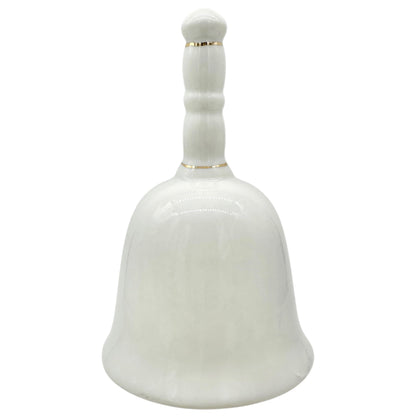 Porcelain Bell in White With Praying Hands Floral Design Gold Accents 4"H Taiwan