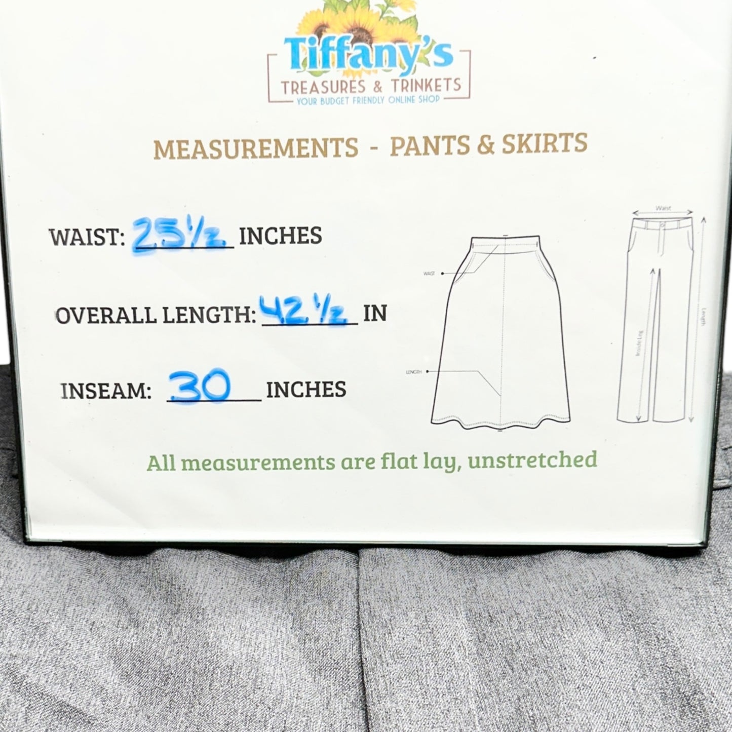 Harbor Bay Mens Dress Pants 52/30 Gray Polyester Blend Flat-Front Classic Fit