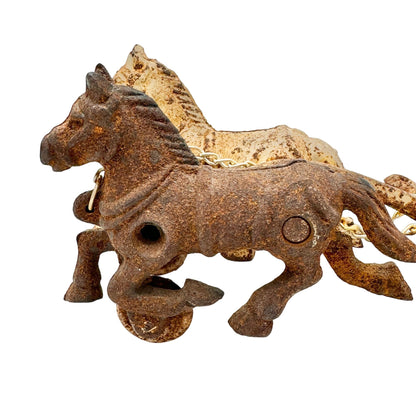 Vintage Cast Iron Horse Drawn Trolley Model 15in Long Rustic Antique Collectible