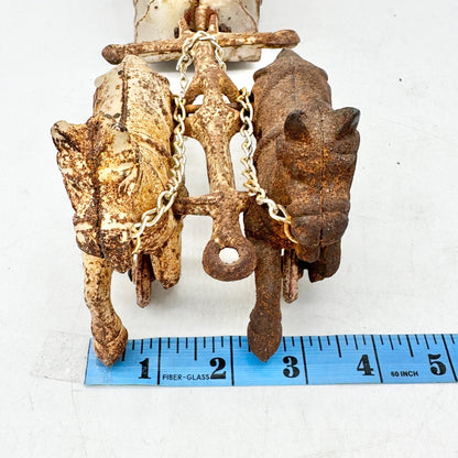 Vintage Cast Iron Horse Drawn Trolley Model 15in Long Rustic Antique Collectible