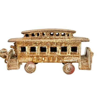 Vintage Cast Iron Horse Drawn Trolley Model 15in Long Rustic Antique Collectible