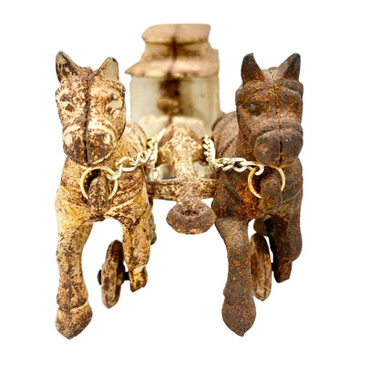 Vintage Cast Iron Horse Drawn Trolley Model 15in Long Rustic Antique Collectible