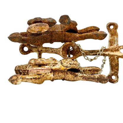 Vintage Cast Iron Horse Drawn Trolley Model 15in Long Rustic Antique Collectible