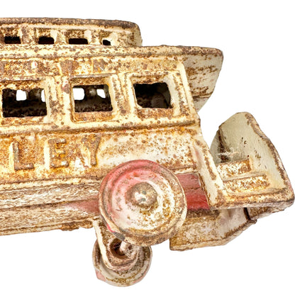 Vintage Cast Iron Horse Drawn Trolley Model 15in Long Rustic Antique Collectible