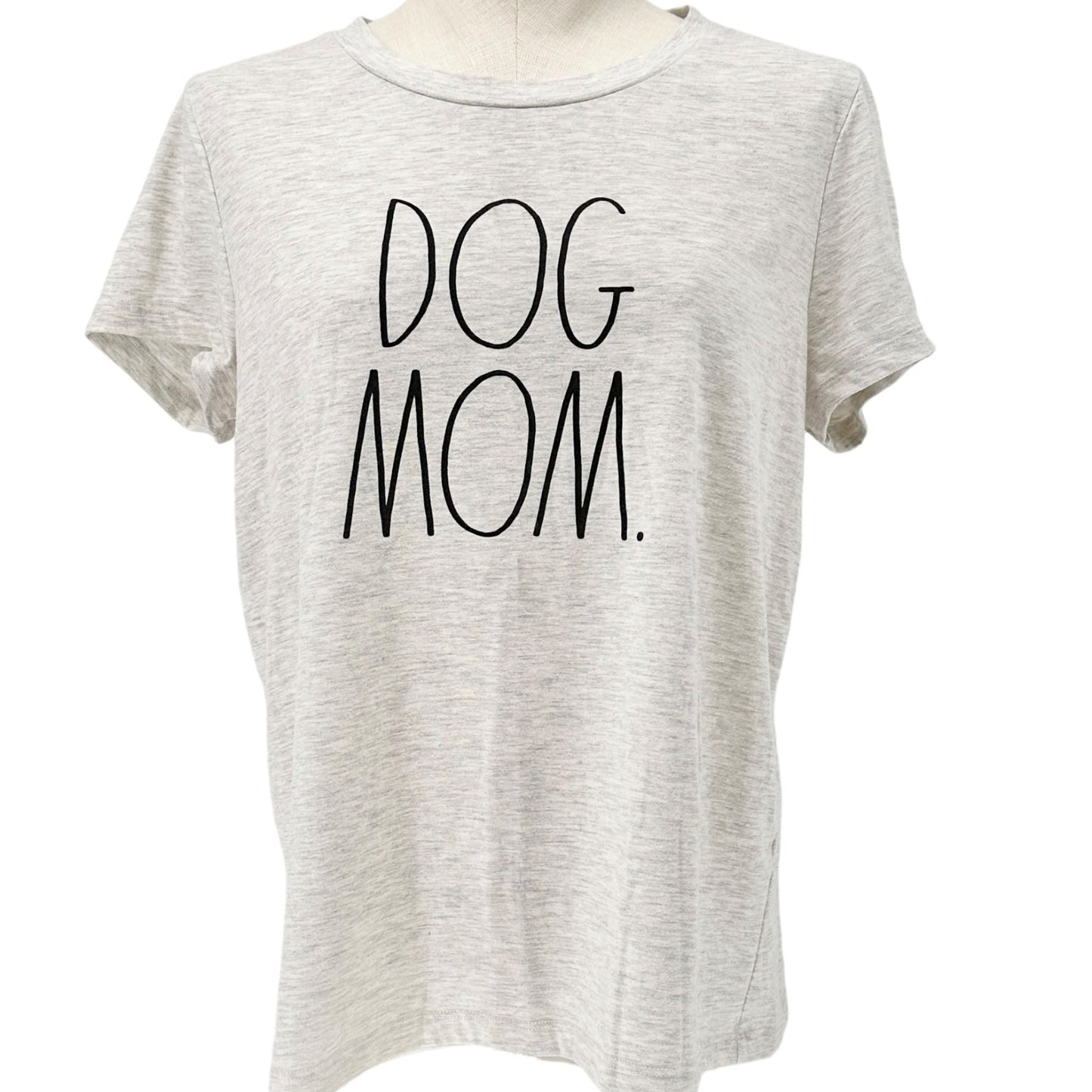 Dog Mom Graphic Tee Rae Dunn M Gray Cotton Poly Blend Short Sleeve Casual Top