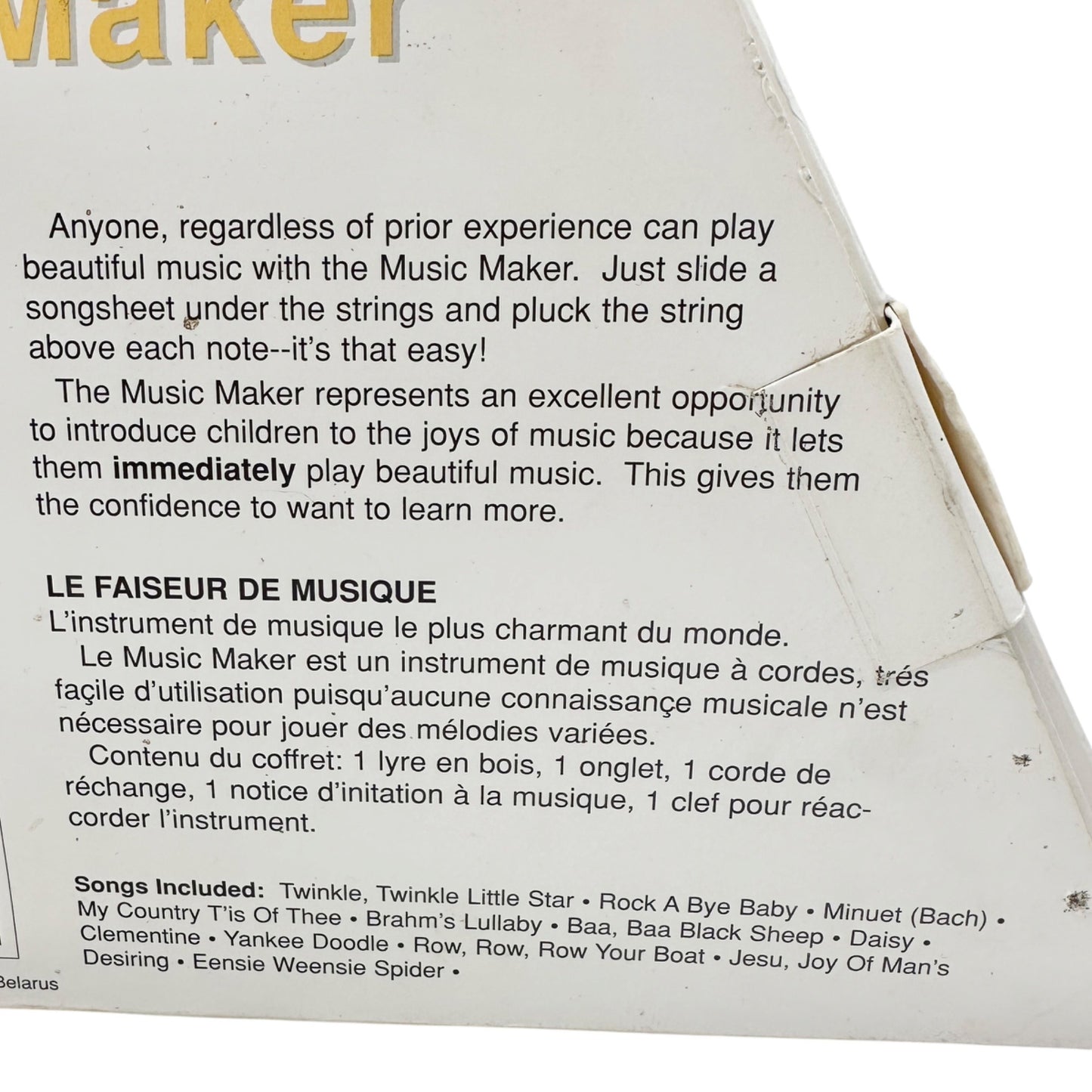 The Music Maker Wooden String Instrument With Songsheets Tuner and Spare Wire