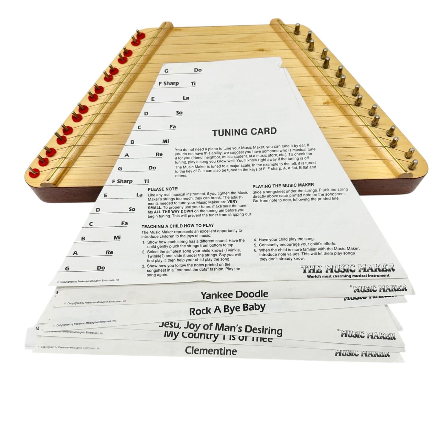 The Music Maker Wooden String Instrument With Songsheets Tuner and Spare Wire