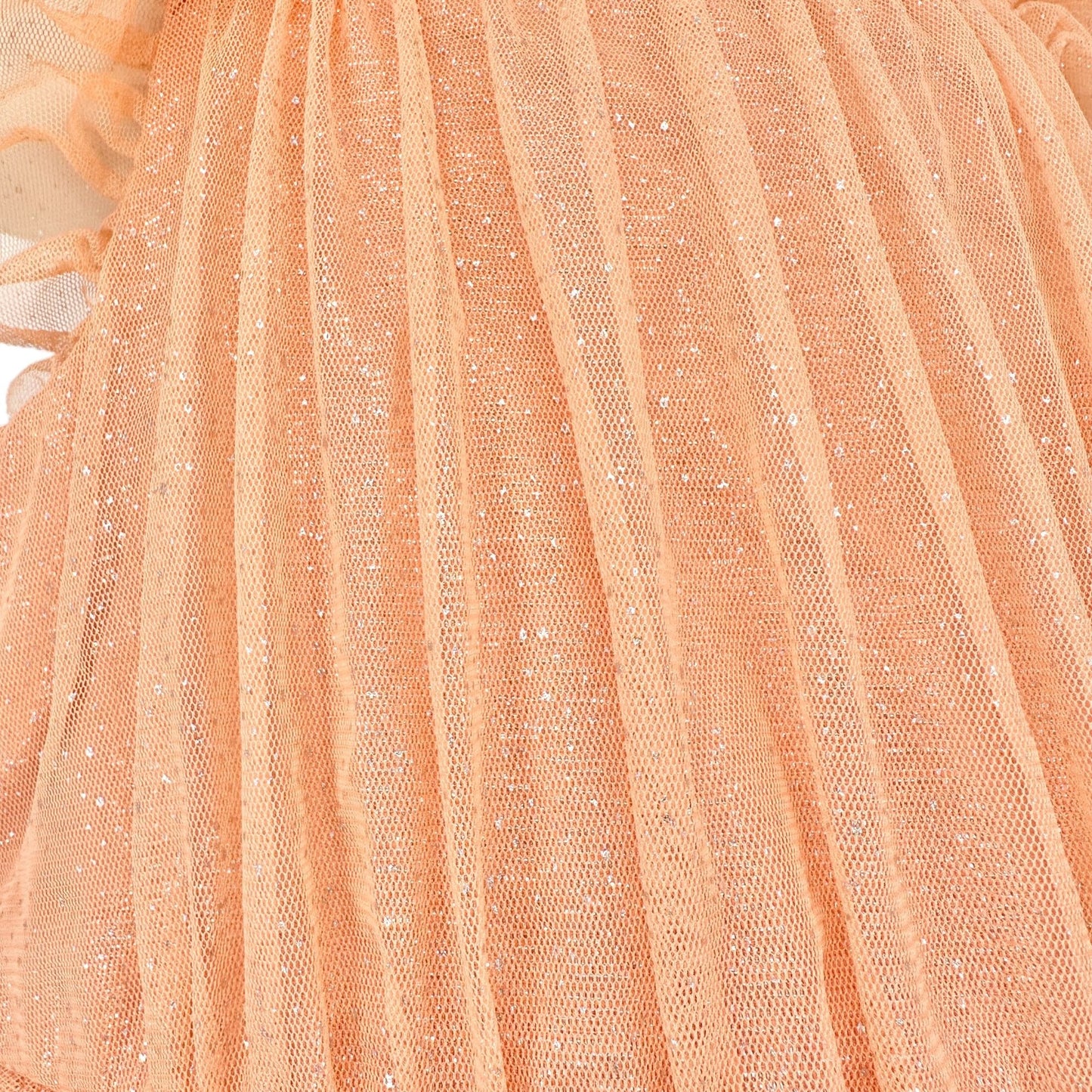 Cat & Jack Dress Girls 5T Peach Tulle with Ruffle Straps and Metallic Sparkle