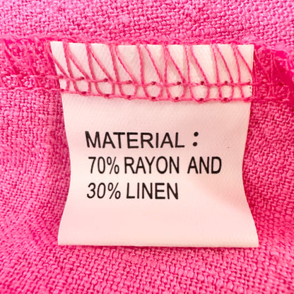 Womens M Wide Leg Pants Pink Elastic Waist Lightweight Fabric Flowing Design