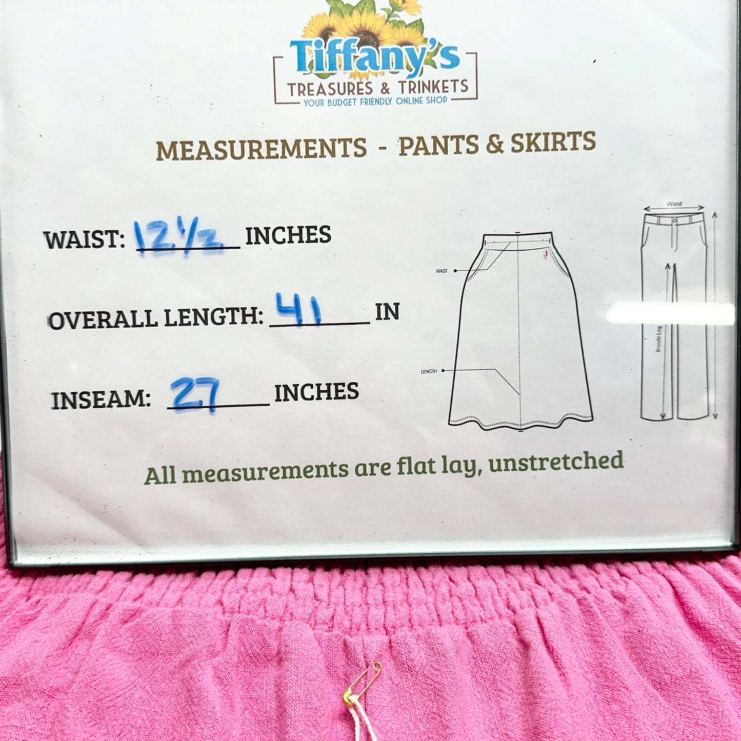 Womens M Wide Leg Pants Pink Elastic Waist Lightweight Fabric Flowing Design