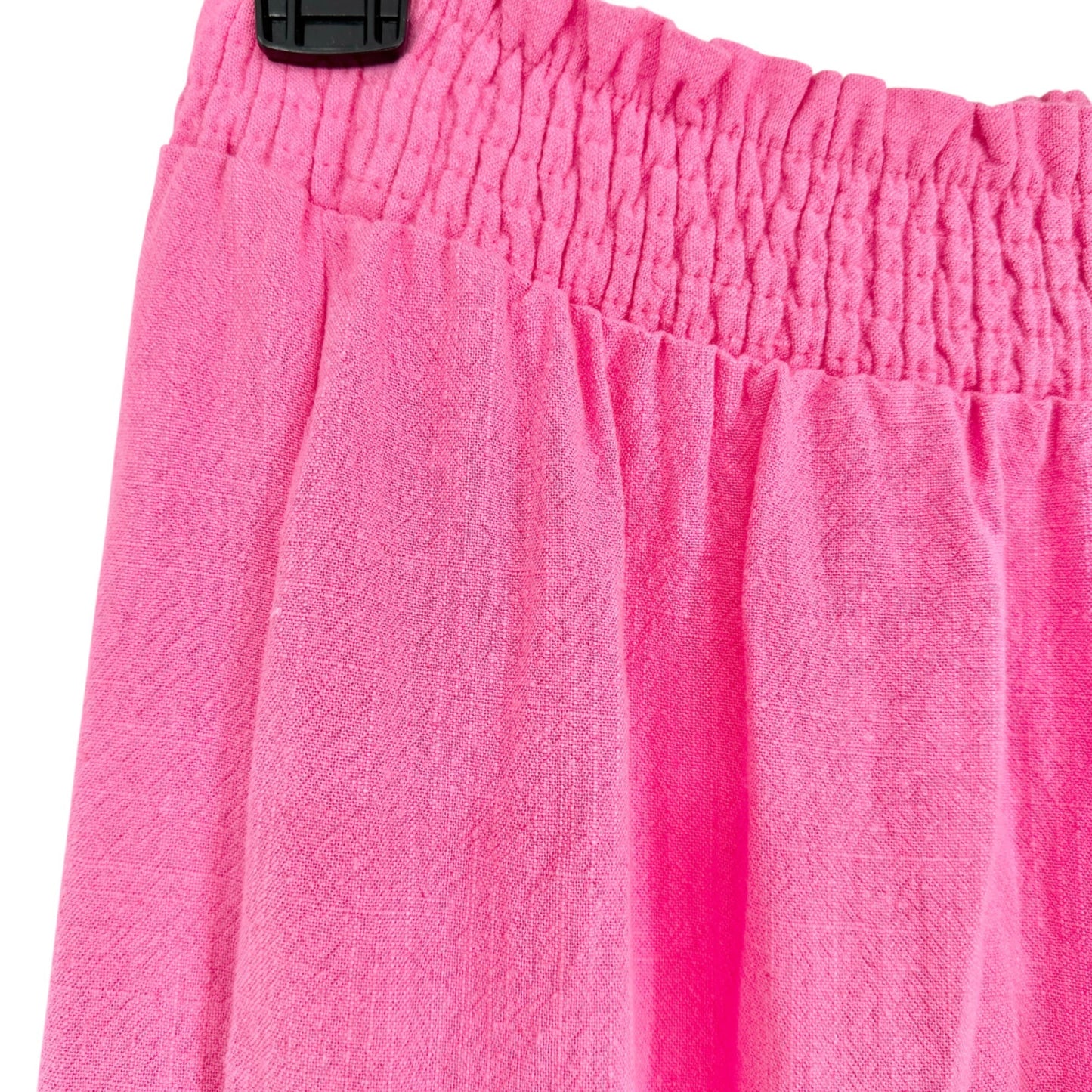 Womens M Wide Leg Pants Pink Elastic Waist Lightweight Fabric Flowing Design