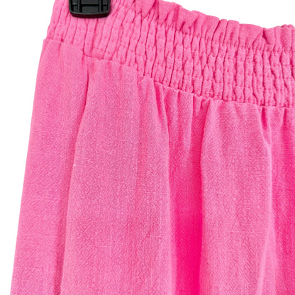Womens M Wide Leg Pants Pink Elastic Waist Lightweight Fabric Flowing Design