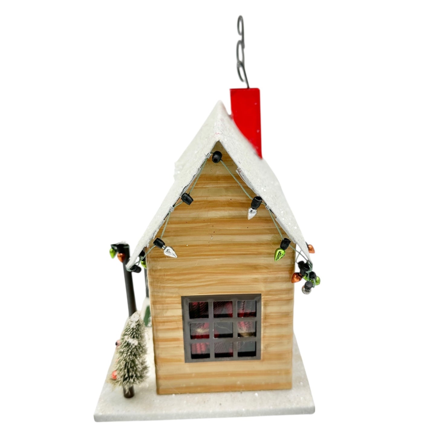 Christmas House Metal With Lights Trees Wreath Metal with Felt Bottom Festive