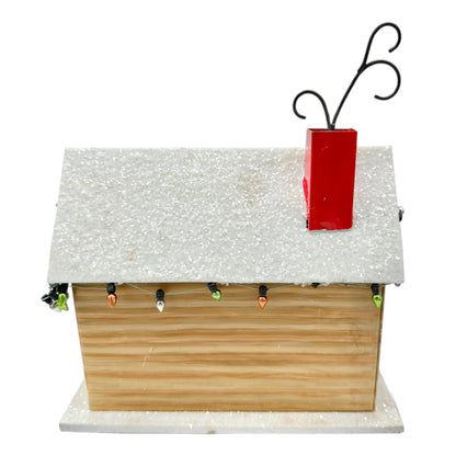 Christmas House Metal With Lights Trees Wreath Metal with Felt Bottom Festive