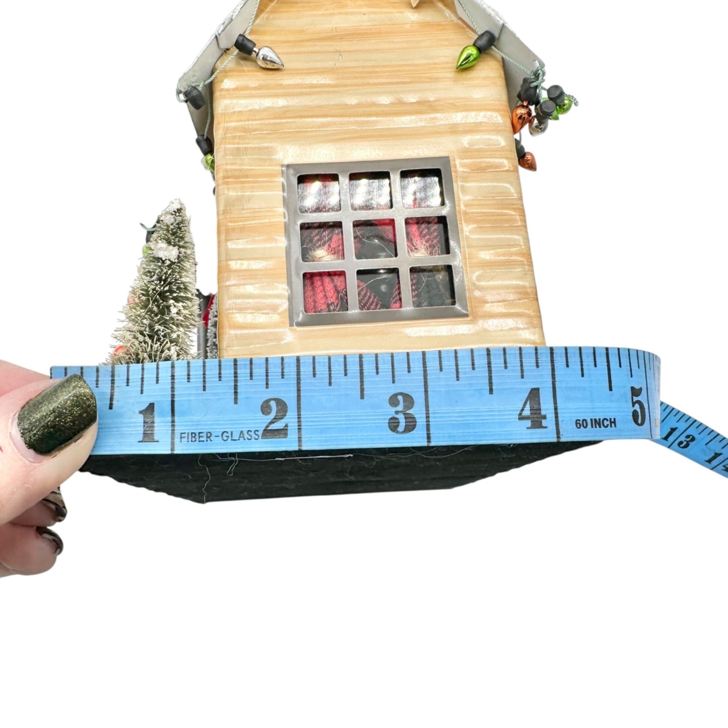 Christmas House Metal With Lights Trees Wreath Metal with Felt Bottom Festive