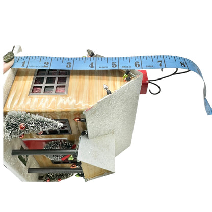 Christmas House Metal With Lights Trees Wreath Metal with Felt Bottom Festive