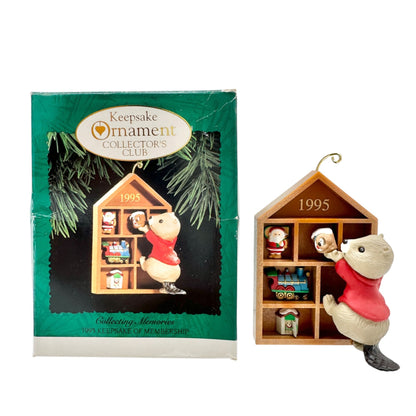 Keepsake Ornament Collectors Club 1995 Beaver Figurine With Display Shelf 4.5"H