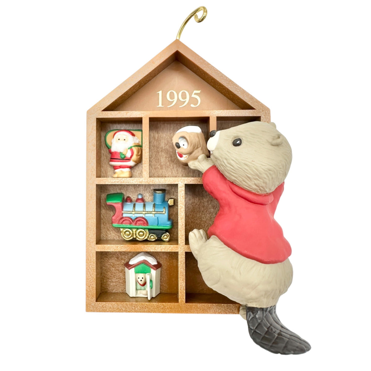Keepsake Ornament Collectors Club 1995 Beaver Figurine With Display Shelf 4.5"H