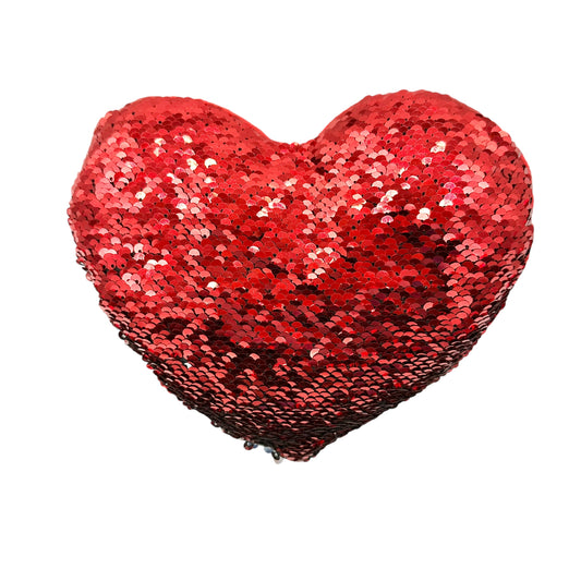 Valentine's Heart Pillow Red 7 x 9 inches Sequin Front Soft Back