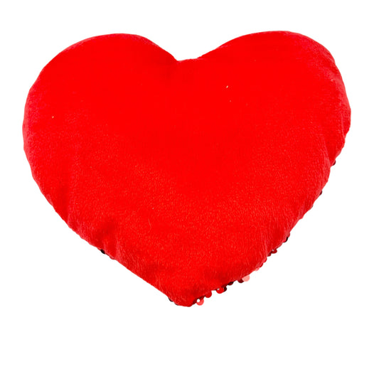 Valentine's Heart Pillow Red 7 x 9 inches Sequin Front Soft Back