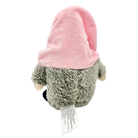 Stuffed Gnome 7 x 6 Gray White Beard Pink Hat with Heart Valentine