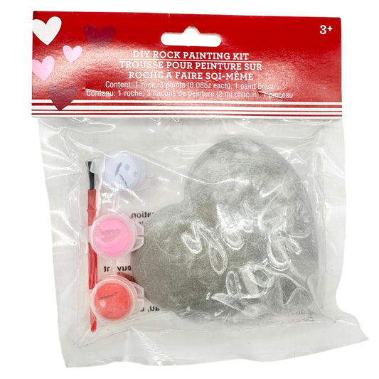 DIY Rock Painting Kit Heart Shaped Rock "You Rock" Imprinted Paints Brush Included