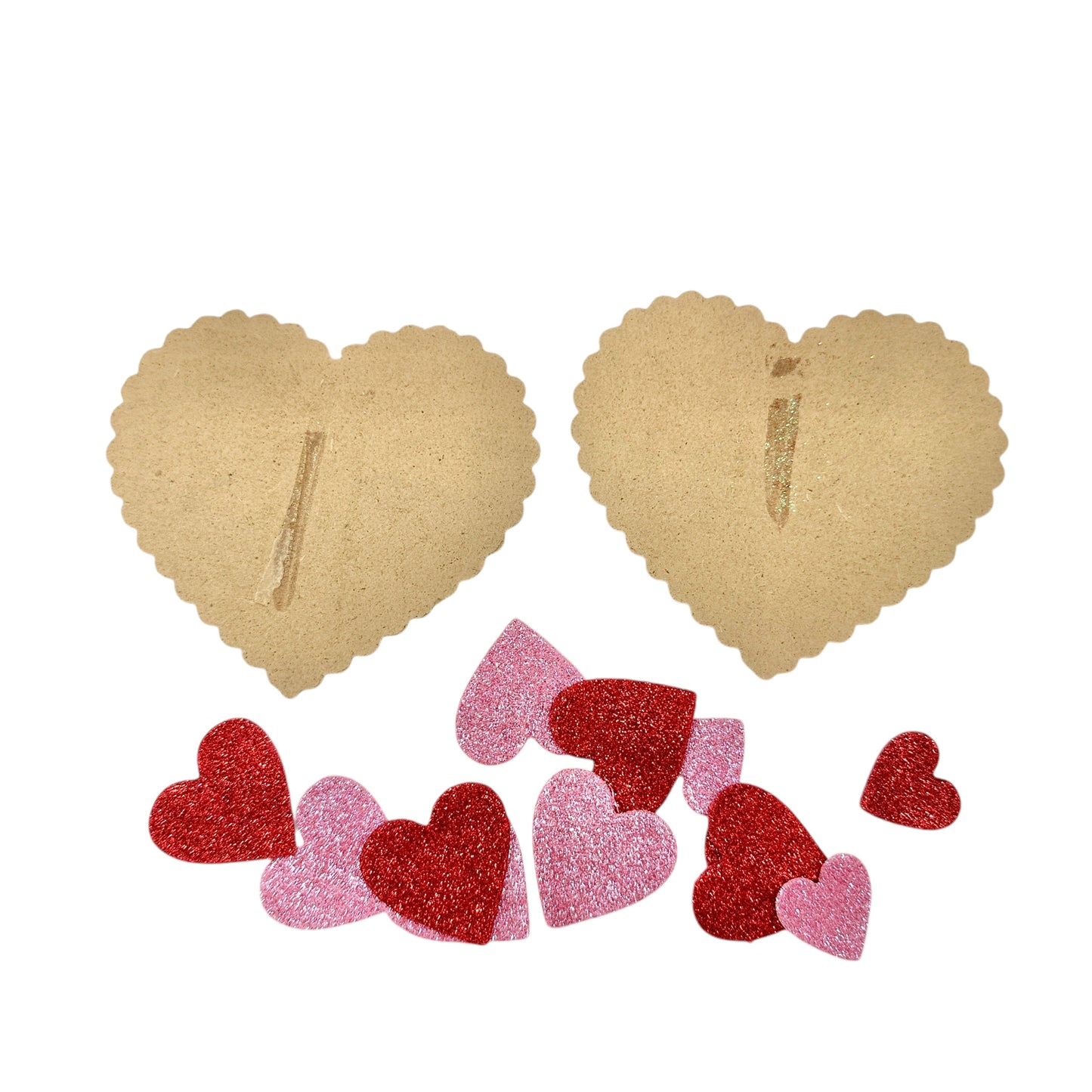 Valentines Day Lot of Hearts for Crafts Mixed Media Red Pink Various Sizes