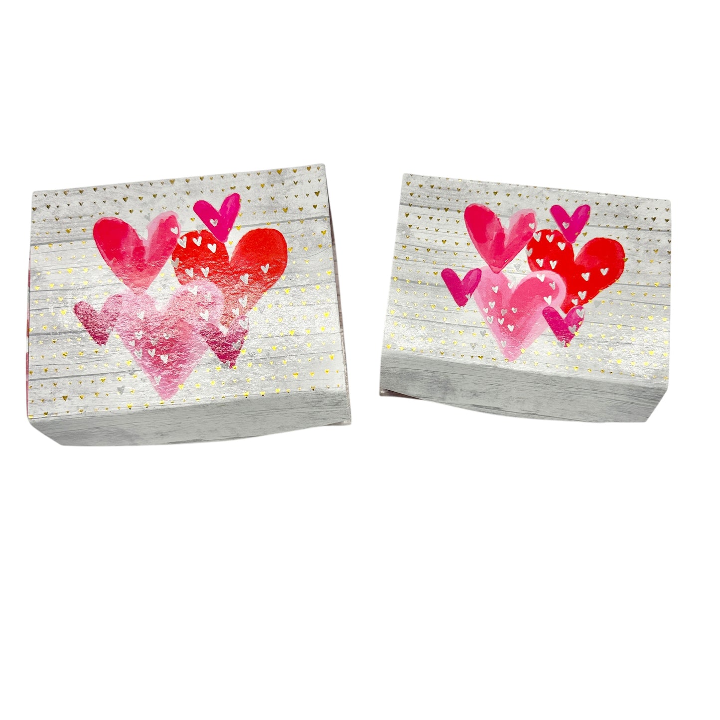 Valentines Day Nesting Gift Boxes Cardboard White Pink Red Hearts