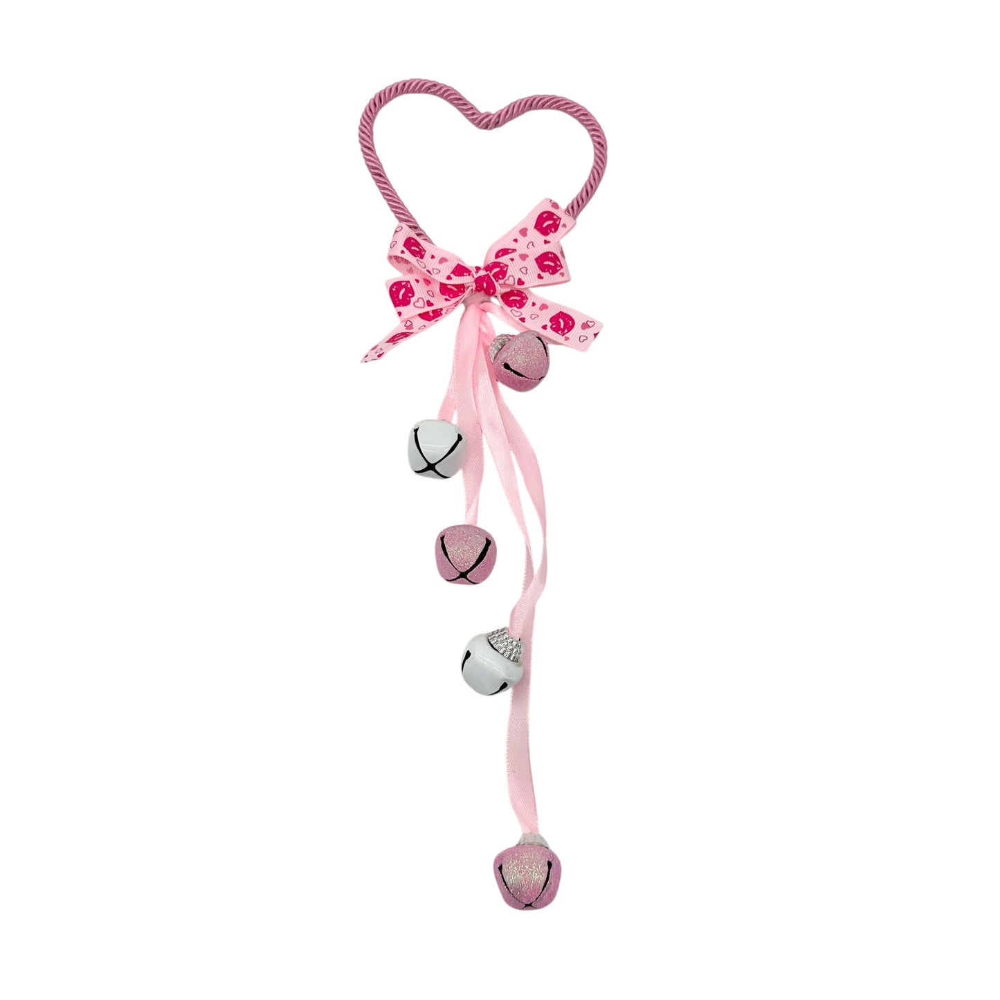 Valentines Day Heart Shaped Bell Door Knob Hanger Pink