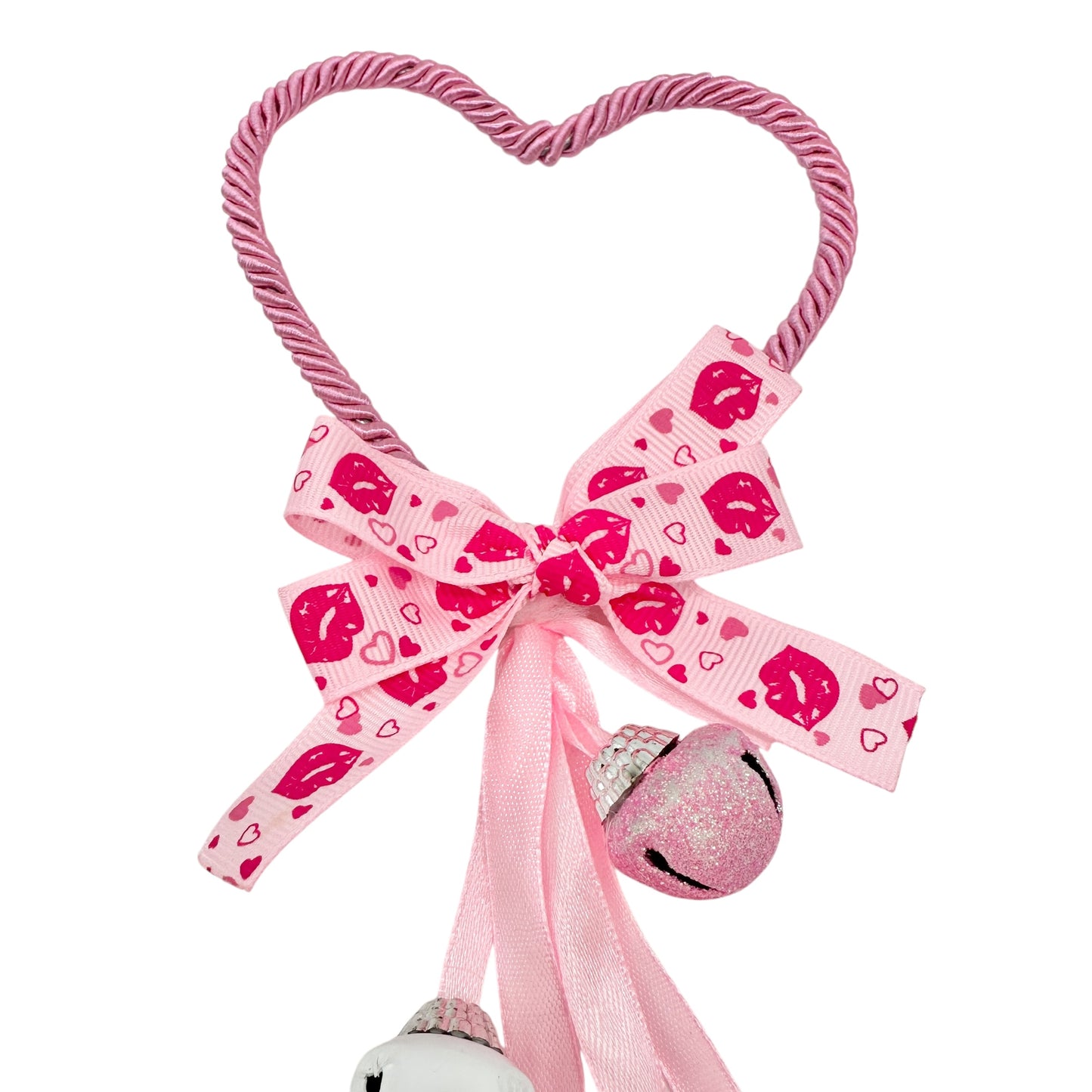 Valentines Day Heart Shaped Bell Door Knob Hanger Pink