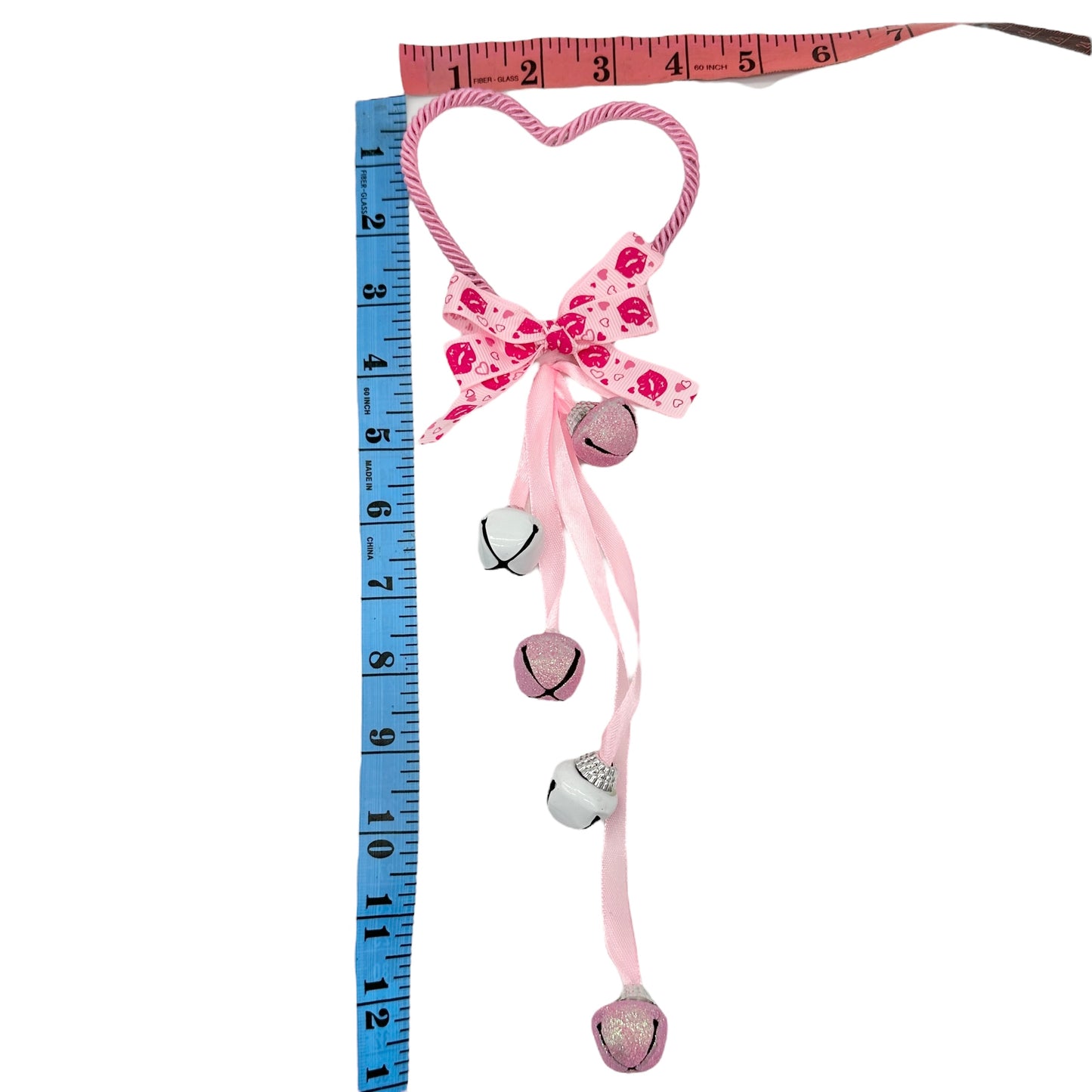 Valentines Day Heart Shaped Bell Door Knob Hanger Pink