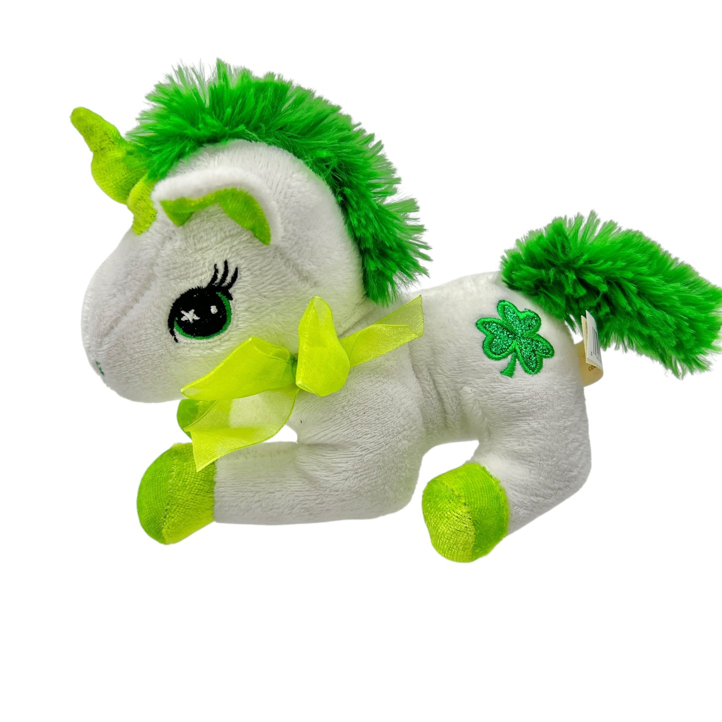 St. Patrick's Day Plush Unicorn White Green with Shamrock