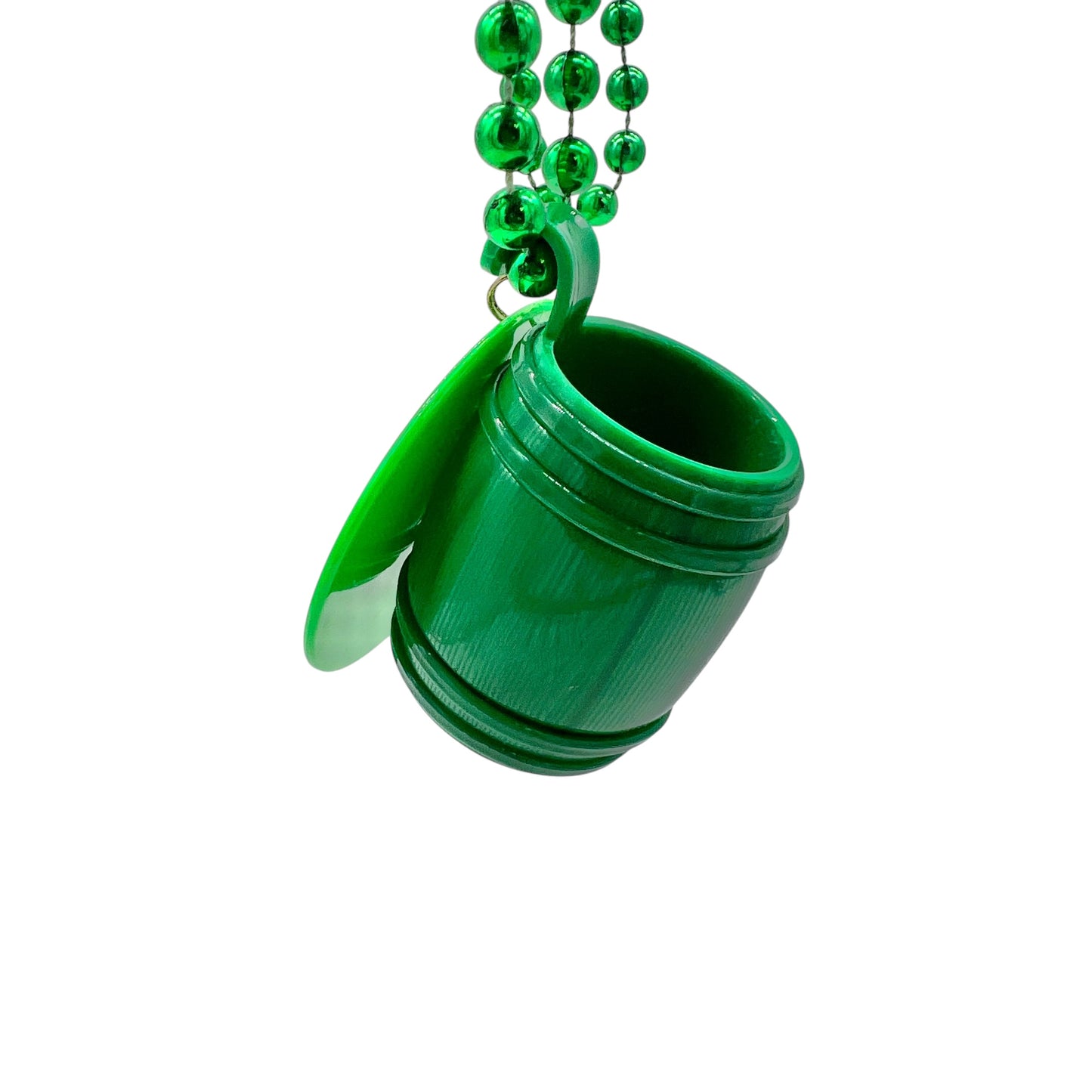 St. Patrick's Day Green Guinness Beaded Necklace and Tullamore Barrel Shot Glass