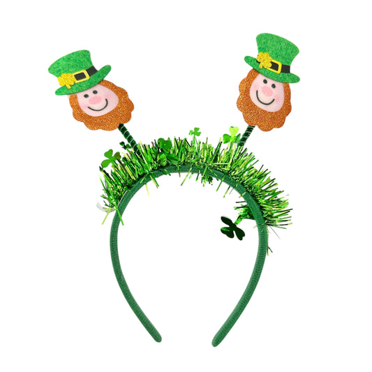 St. Patrick's Day Leprechaun Headband Green with Tinsel