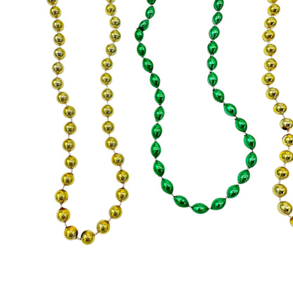 St. Patrick's Day Set of 4 Necklaces 2 Green 2 Gold Plastic Beads