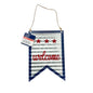 Patriot Welcome Tin 8 x 6 Hanging Sign Red White Blue NWT
