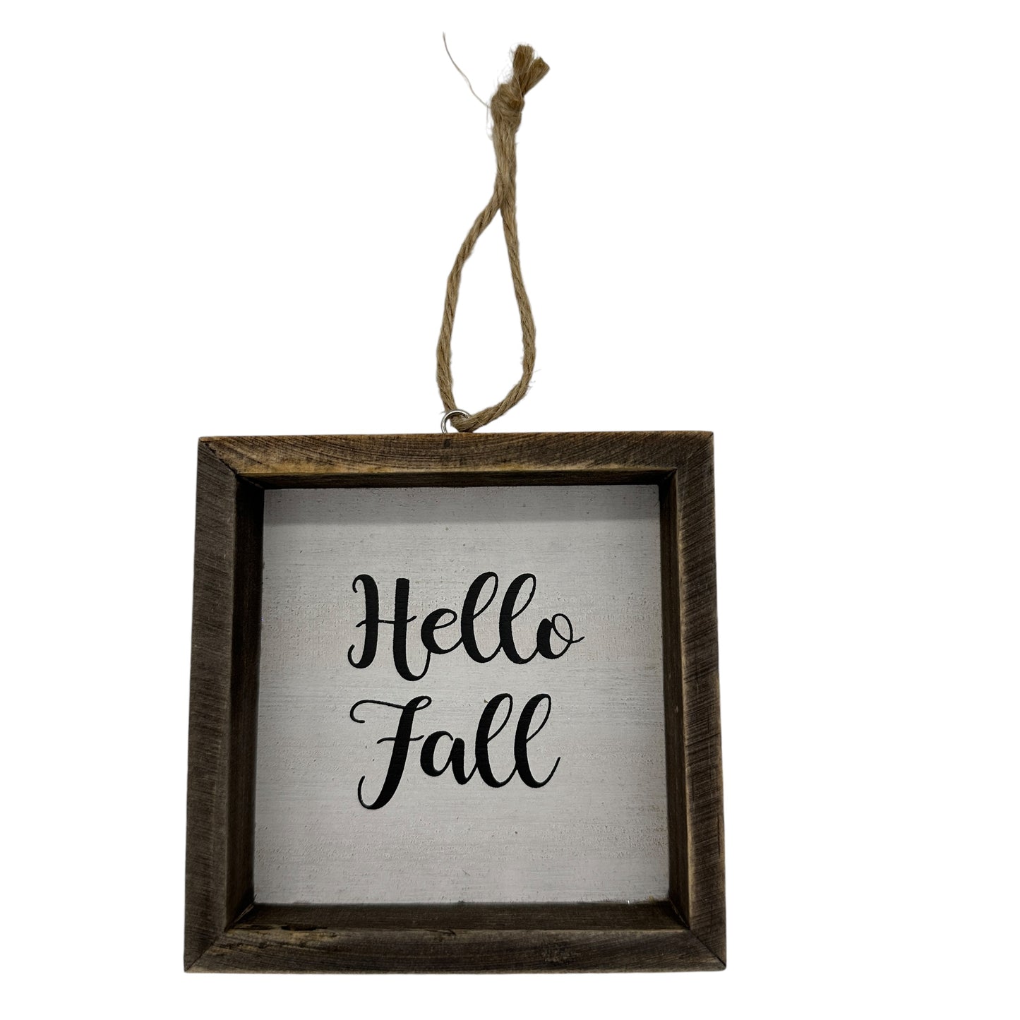 Hello Fall Wooden Hanging Sign 4.5 x 4.5 inches Autumn Ornament