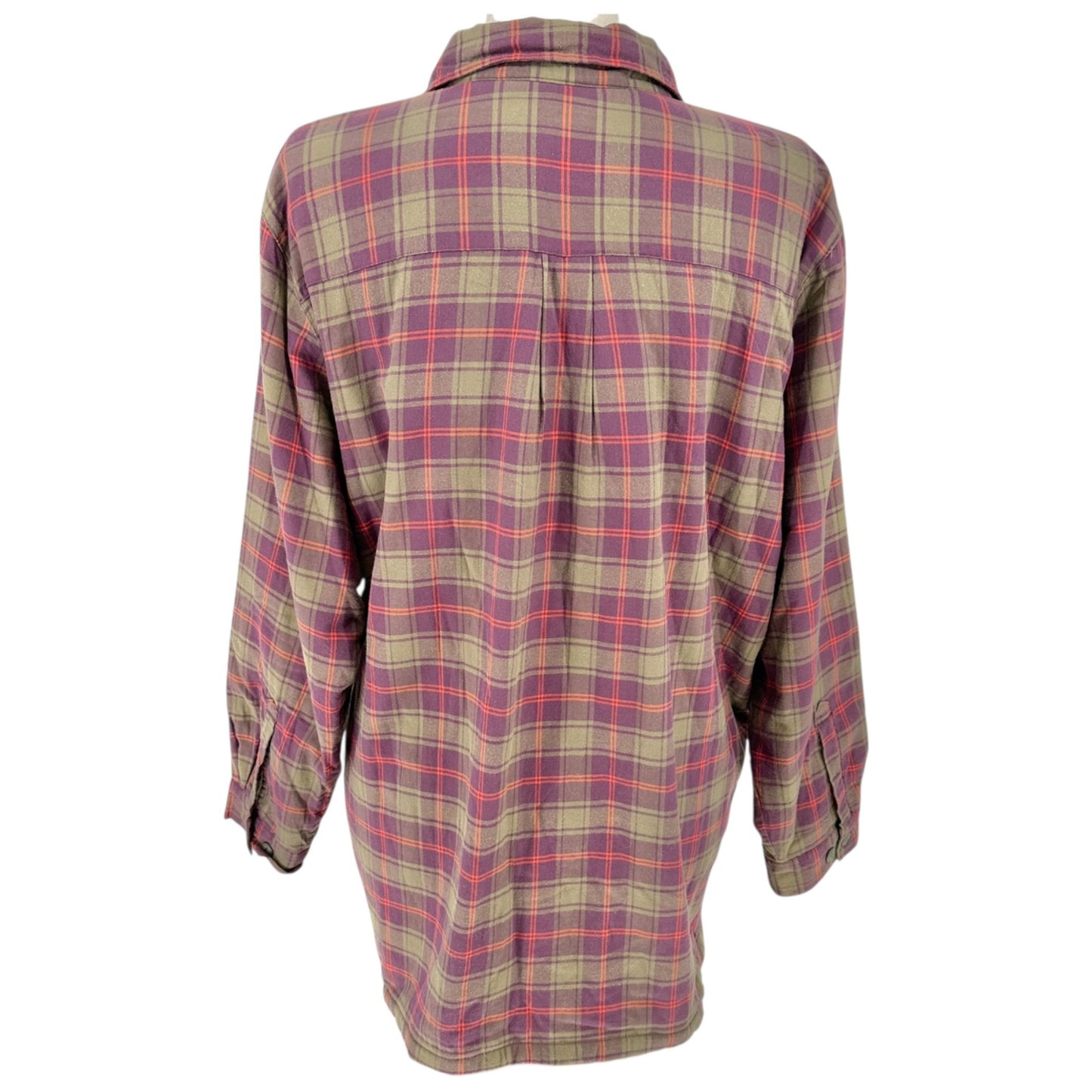 LL Bean Plaid Sherpa Lined Button-Up Shirt Jacket Womens 2X Cotton Polyester