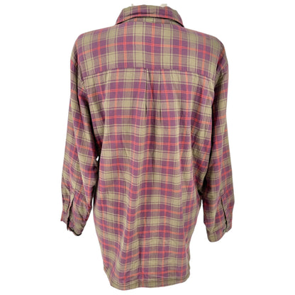 LL Bean Plaid Sherpa Lined Button-Up Shirt Jacket Womens 2X Cotton Polyester