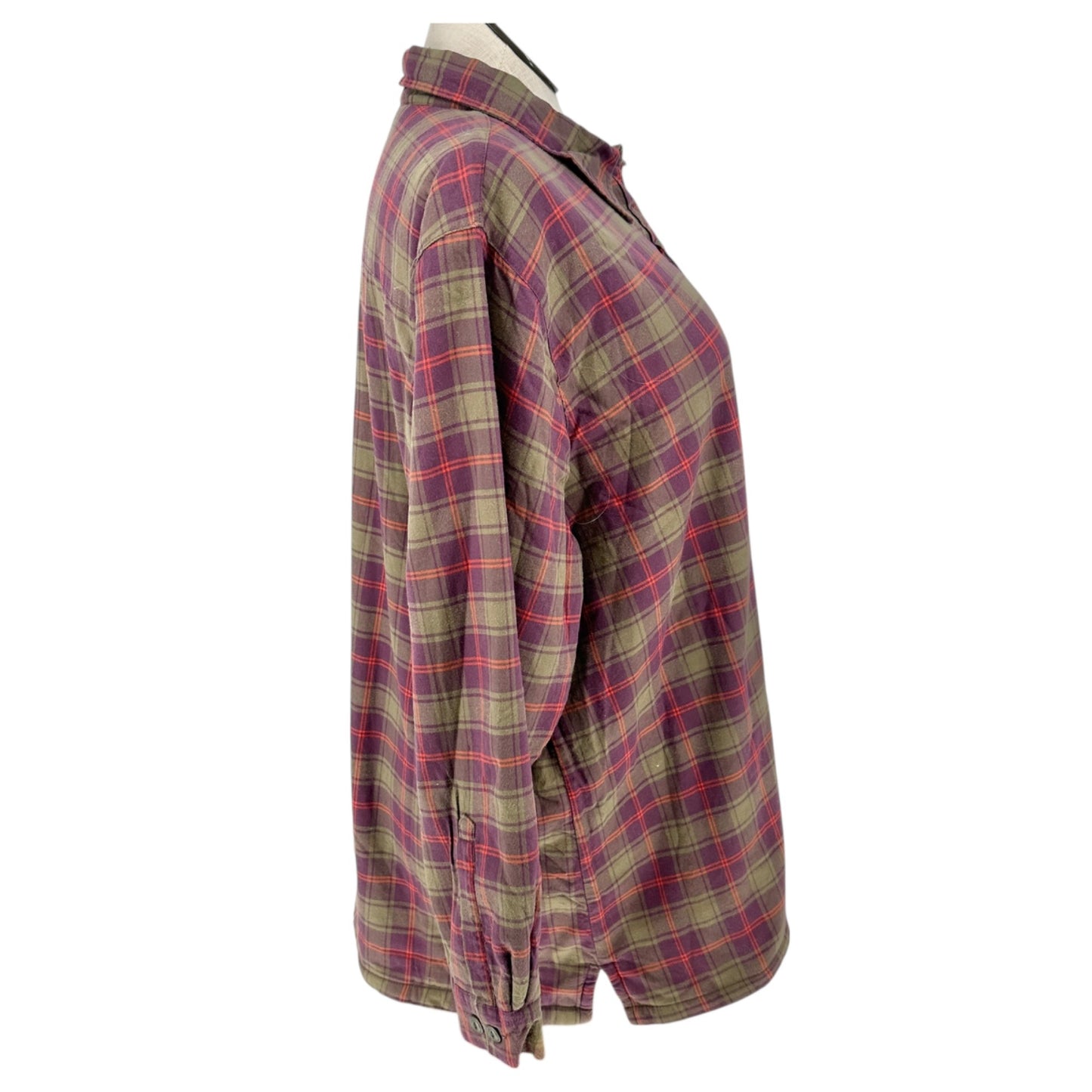 LL Bean Plaid Sherpa Lined Button-Up Shirt Jacket Womens 2X Cotton Polyester