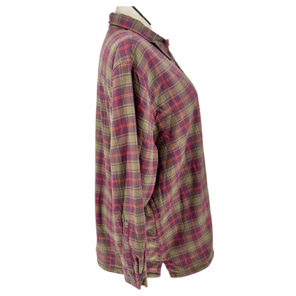 LL Bean Plaid Sherpa Lined Button-Up Shirt Jacket Womens 2X Cotton Polyester
